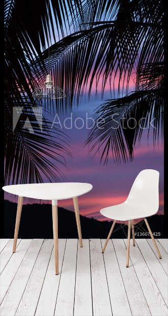 Picture of Silhouette of palm leaves